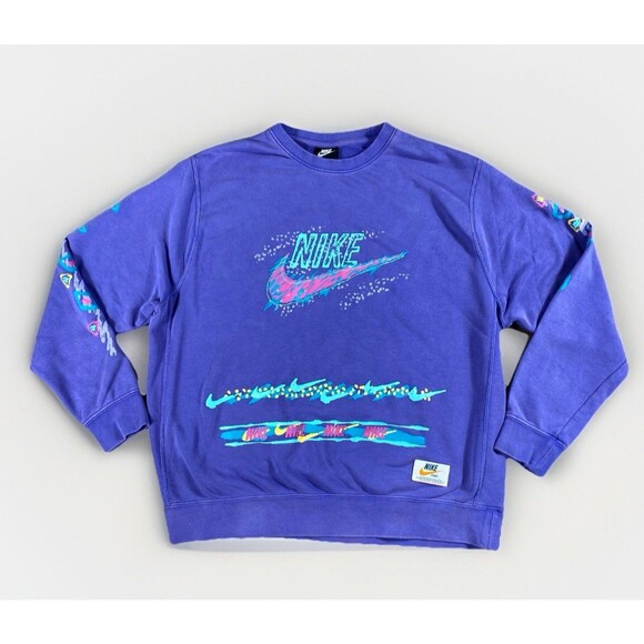 Nike Stories Retro Graphic Acid Wash Crew Neck Sweatshirt Men’s Size XL - Picture 1 of 10